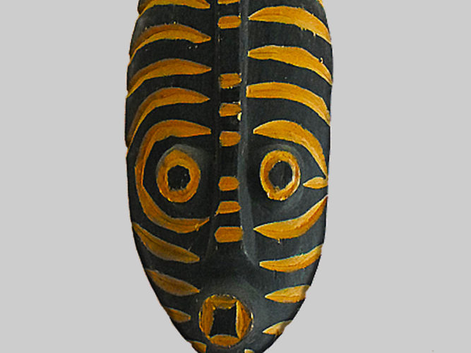 Masque Africain Jaune et Noir - Ouidah - Bénin